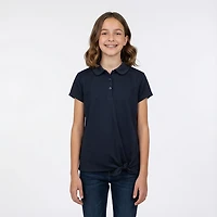 Nautica Girls' Performance Tie Front Plus Polo Shirt