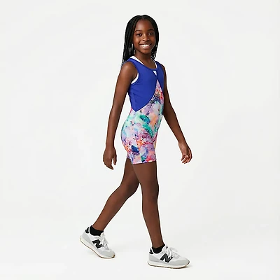 Rainbeau Moves Girls' Floral Print Biketard