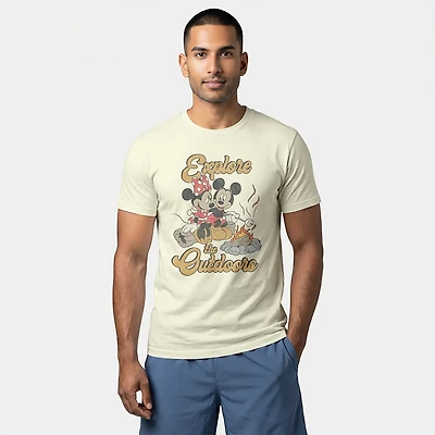 Mad Engine Disney Men's Mickey & Minnie Explore the Outdoors Short Sleeve T-shirt