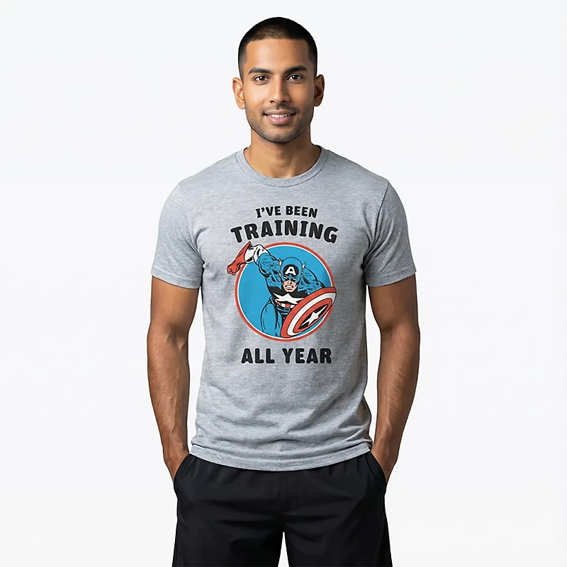 Mad Engine Marvel Men's Captain America Year Training Short Sleeve T-shirt