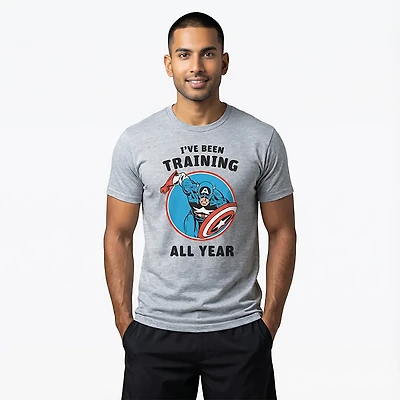 Mad Engine Marvel Men's Captain America Year Training Short Sleeve T-shirt