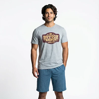 Mad Engine Yellowstone Men's Distressed Sign Dutton Ranch Short Sleeve T-shirt