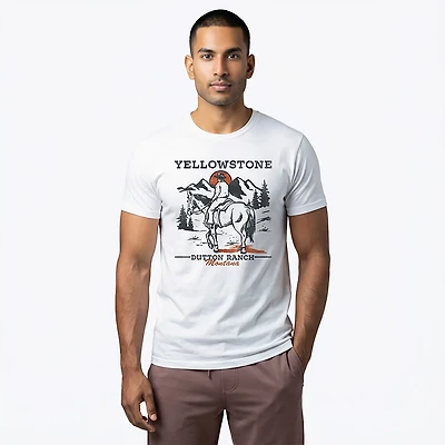 Mad Engine Yellowstone Men's Mountain Dutton Ranch Short Sleeve T-shirt