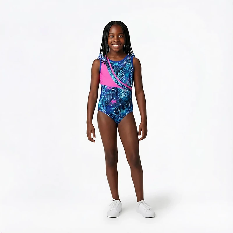 Rainbeau Moves Girls' Cosmoverse Print Inset Tank Leotard