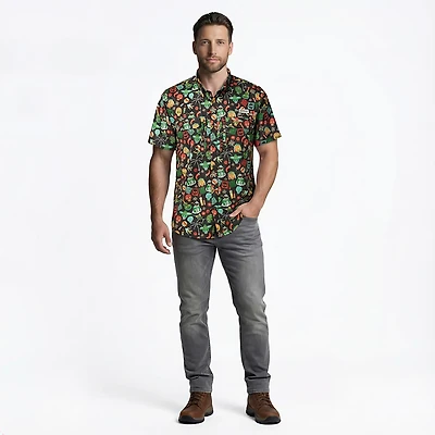 Magellan Outdoors Men's  Dia De Los Muertos Print Short Sleeve Fishing Shirt