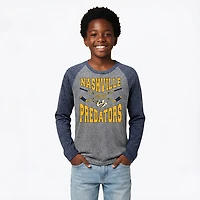Outerstuff Boys' Nashville Predators Cross Stick Tri-Blend Raglan Long Sleeve Graphic T-shirt