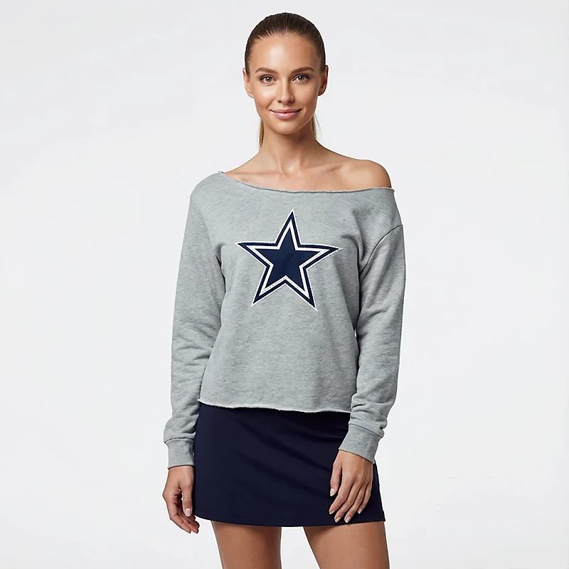 Lauren James Women's Dallas Cowboys Off-Shoulder Sweat Long Sleeve Top