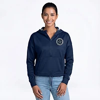 New Era Women's Dallas Cowboys 1/4 Zip Cropped Plaid Hooded Pullover