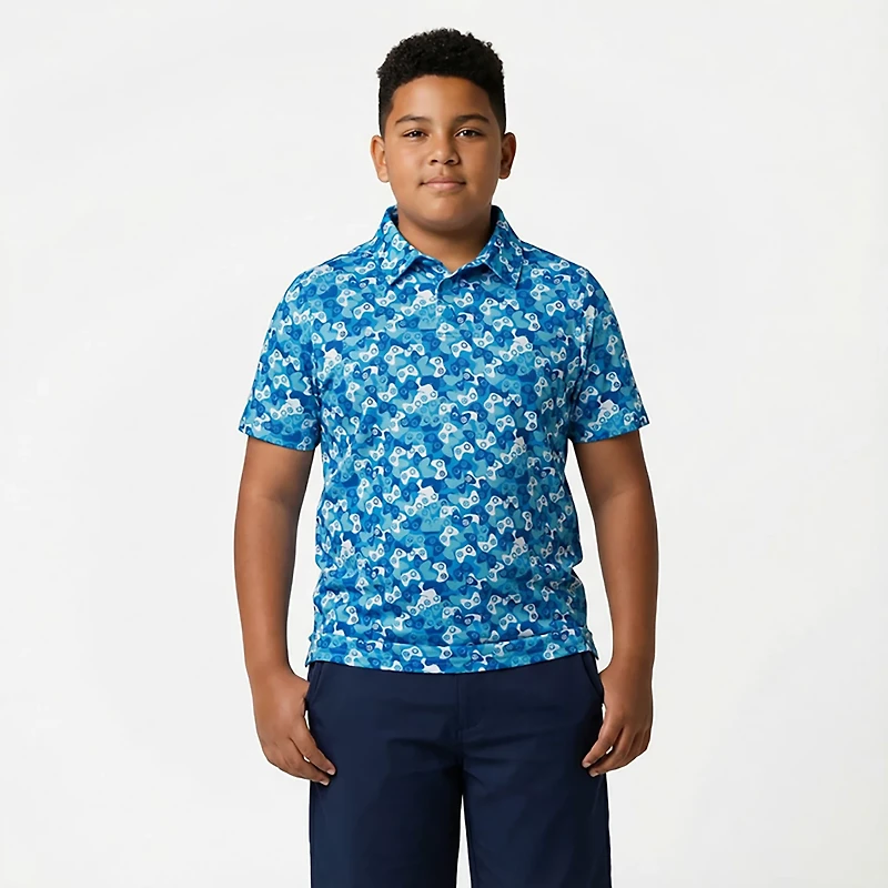 BCG Boys' Golf Gaming Camo Print Polo Shirt