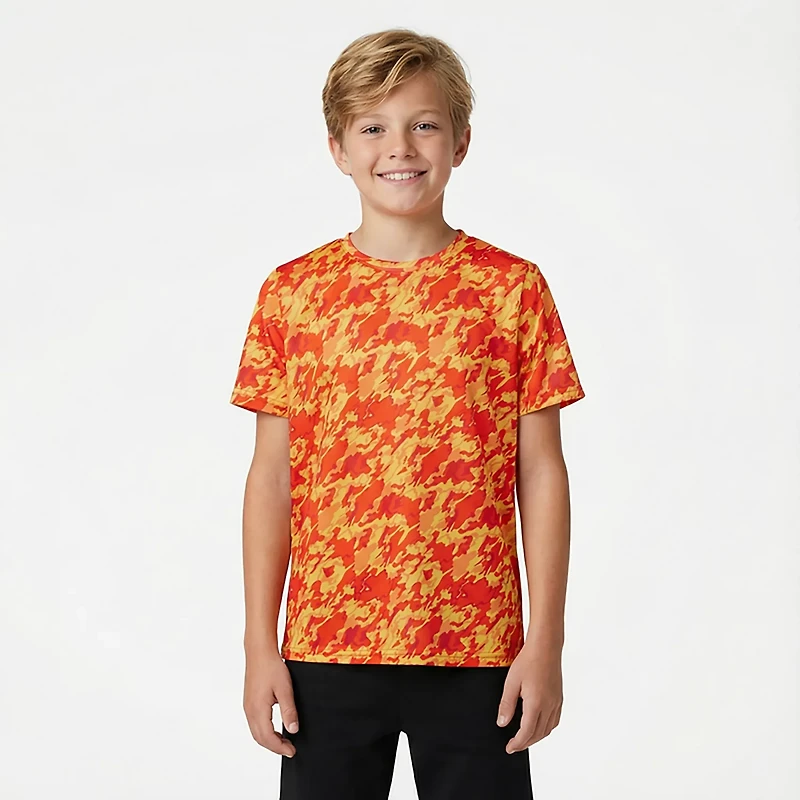 BCG Boys' Turbo Liquid Camo Print Short Sleeve T-shirt