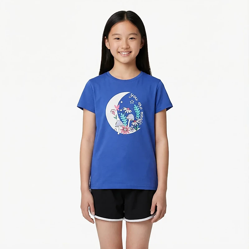BCG Girls' Lifestyle Cotton Moon Magic Short Sleeve T-shirt