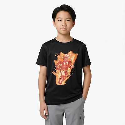 BCG Boys' Turbo Short Sleeve Football On Fire Graphic T-shirt