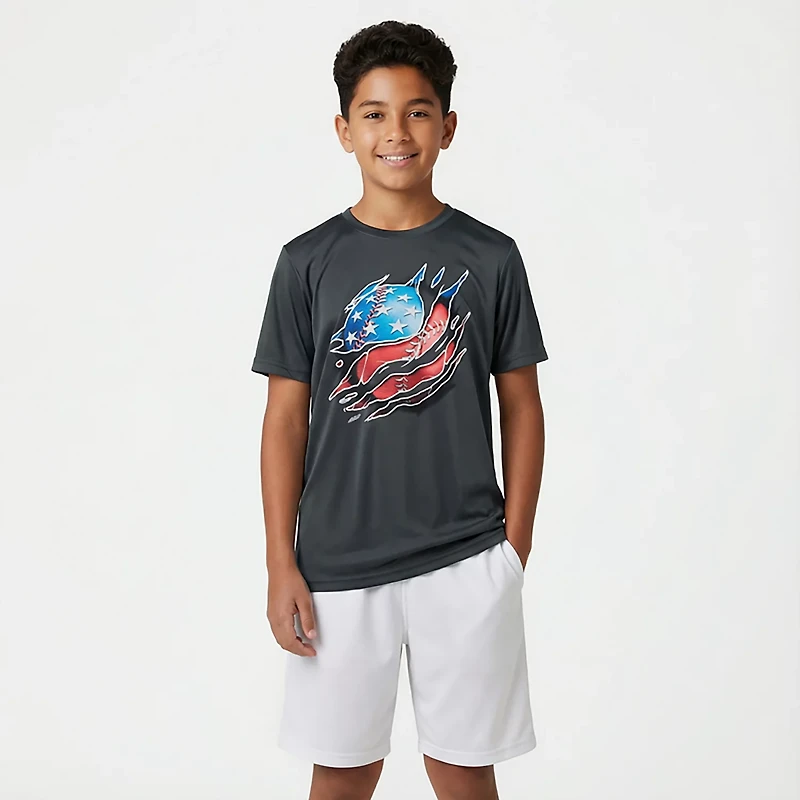 BCG Boys' Turbo Short Sleeve Baseball Shred Graphic T-shirt