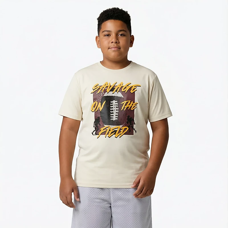 BCG Boys' Turbo Graphic Savage On The Field Short Sleeve T-shirt