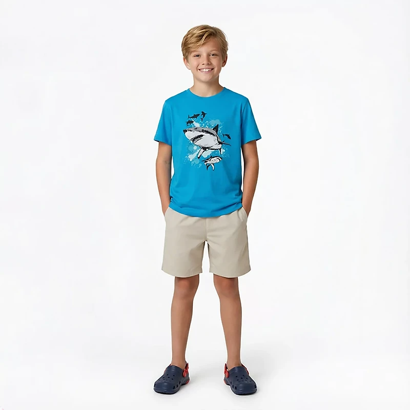 BCG Boys' Cotton Short Sleeve Shark Surf T-shirt