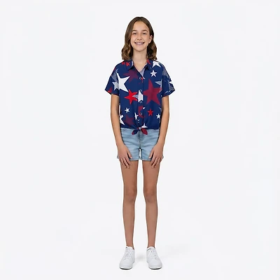O'Rageous Girls' PS Americana Cabana Printed Short Sleeve Top