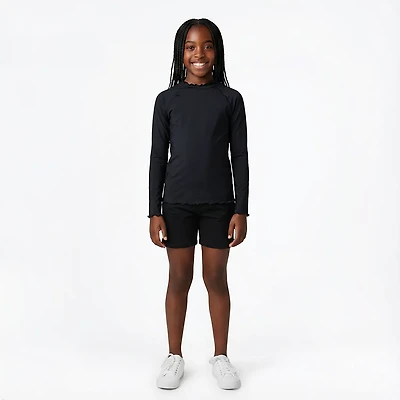 O'Rageous Girls' Ruffle Long Sleeve Rash Guard