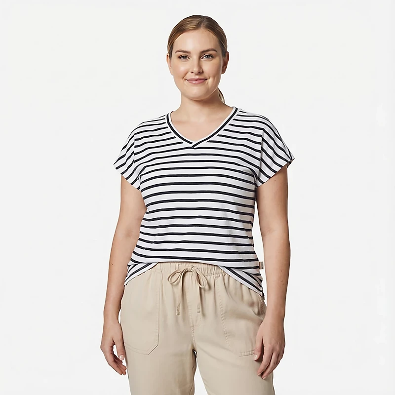 Magellan Outdoors Women's Pecos Ridge Striped V-neck T-shirt
