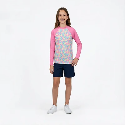 O'Rageous Girls' Mermaid Printed Long Sleeve Rash Guard
