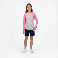 O'Rageous Girls' Mermaid Printed Long Sleeve Rash Guard