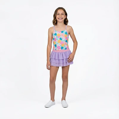 O'Rageous Girls' 4-6X Playful Pineapple 3-Piece Swimsuit Skirt Set