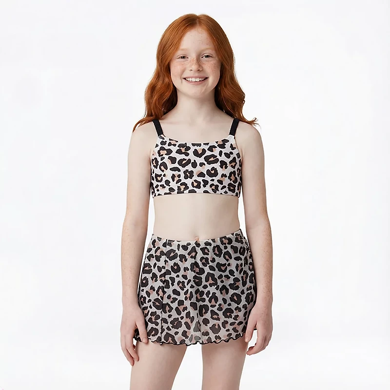O'Rageous Girls' Spotty Leopard 2-Piece Swimsuit Skirt Set