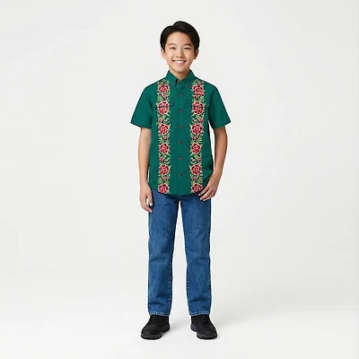 Magellan Outdoors Boys' Laguna Madre Flores Button Down Shirt