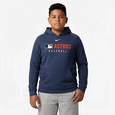 Nike Heather Houston Astros Authentic Collection Tri-Blend Performance Pullover Hoodie