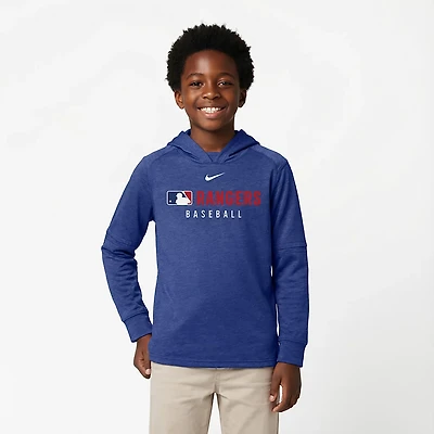 Nike Heather Texas Rangers Authentic Collection Tri-Blend Performance Pullover Hoodie