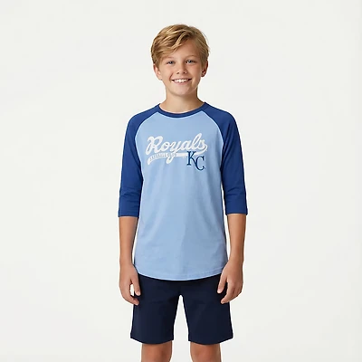 47 Brand Youth Royals Super Script Line Drive Raglan Shirt