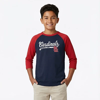 47 Brand Youth Cardinals Super Script Line Drive Raglan Shirt