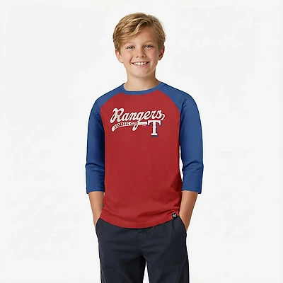 47 Brand Youth Rangers Super Script Line Drive Raglan Shirt