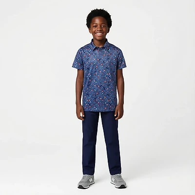 BCG Boys' Golf Patriotic Print Short Sleeve Polo Shirt