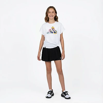 adidas Girls' Tie Front Flower 3-Bar Graphic T-shirt