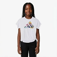 adidas Girls' Tie Front Flower 3-Bar Graphic T-shirt