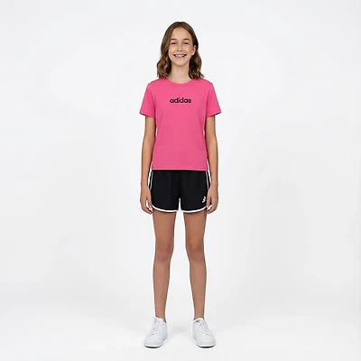 adidas Girls' Cotton Embroidered Linear Short Sleeve T-shirt