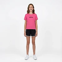 adidas Girls' Cotton Embroidered Linear Short Sleeve T-shirt