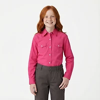 Wrangler Girls' Solid Western Snap Long Sleeve Shirt