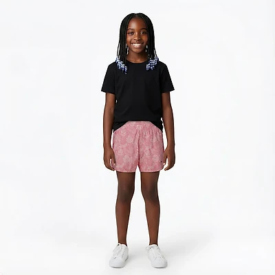 Jadelynn Brooke Girl's High Rise Pink Palms Athletic Shorts 3.5