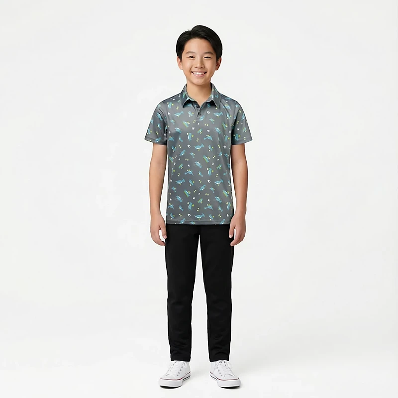 BCG Boys' Golf Dino Gym Short Sleeve Polo