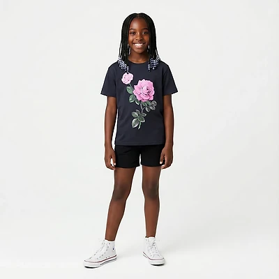 BCG Girls' Lifestyle Cotton Boxy Rose T-shirt