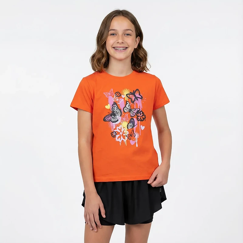 BCG Girls' Lifestyle Cotton Spray Butterfly T-shirt
