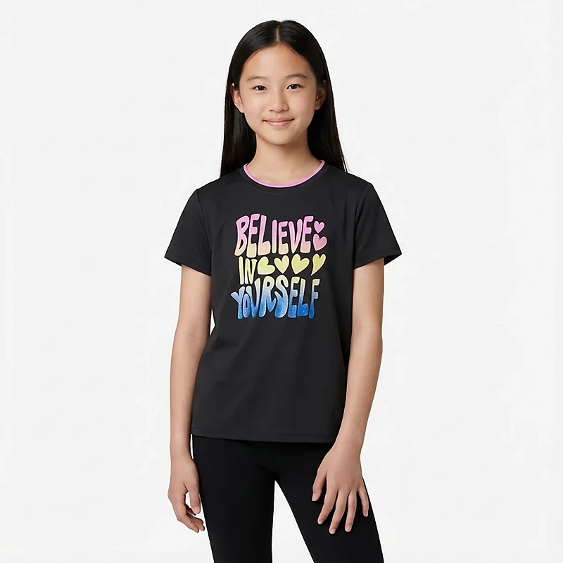 BCG Girls' Lifestyle Cotton Believe Yourself T-shirt