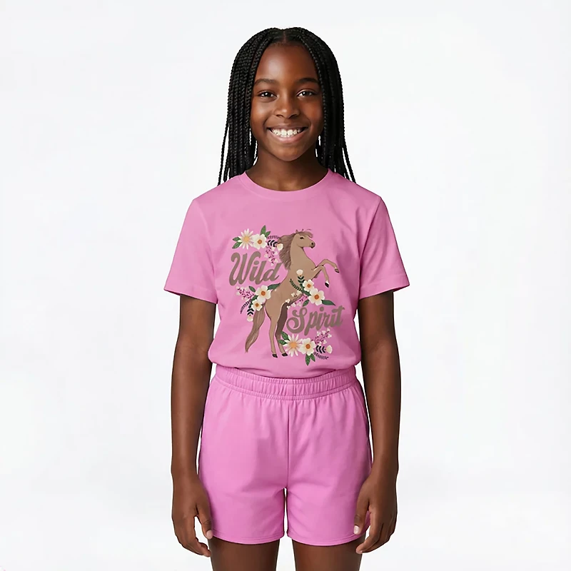 BCG Girls' Lifestyle Wild Spirit Cotton GFX Short Sleeve Graphic T-shirt