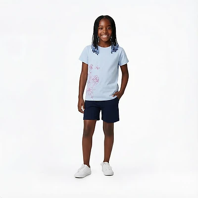 BCG Girls' Lifestyle Dainty Flowers Cotton GFX Short Sleeve Graphic T-shirt