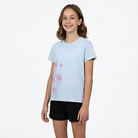 BCG Girls' Lifestyle Dainty Flowers Cotton GFX Short Sleeve Graphic T-shirt