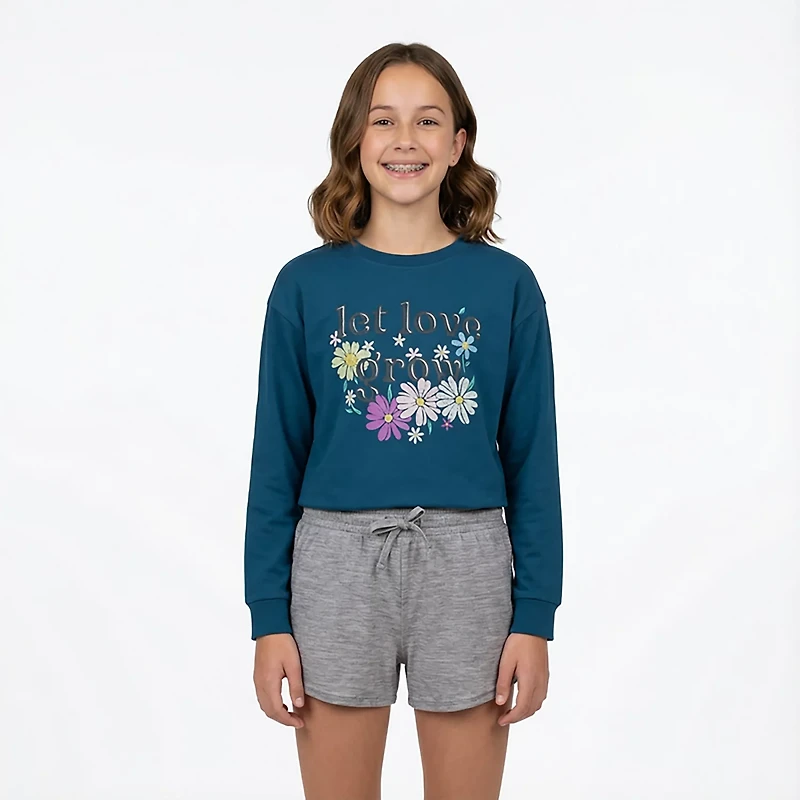 BCG Girls' Cotton Love Grow Graphic Long Sleeve T-shirt
