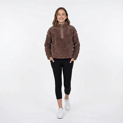 BCG Girls' Cozy Emboss 1/4-Zip Sherpa Top
