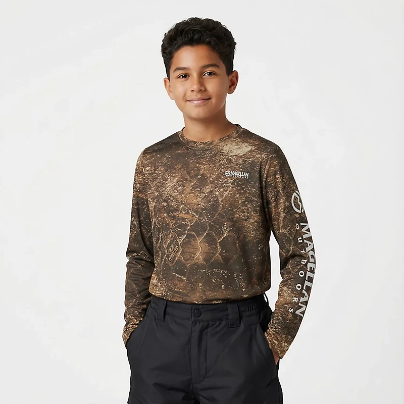 Magellan Outdoors Boys' Mossy Oak Coastal Long Sleeve Crew T-shirt