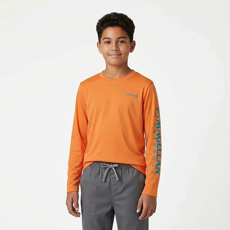 Magellan Outdoors Boys’ Casting Crew Fish Back Long Sleeve T-shirt